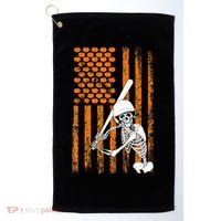 Skeleton Baseball Player Fan Skeleton Halloween Baseball Golf Towel thumb 0
