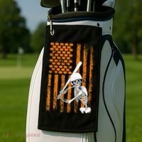 Skeleton Baseball Player Fan Skeleton Halloween Baseball Golf Towel thumb 2