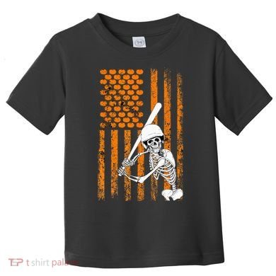 Skeleton Baseball Player Fan Skeleton Halloween Baseball Toddler T-Shirt