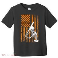 Skeleton Baseball Player Fan Skeleton Halloween Baseball Toddler T-Shirt thumb 0