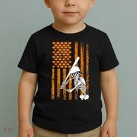 Skeleton Baseball Player Fan Skeleton Halloween Baseball Toddler T-Shirt thumb 2