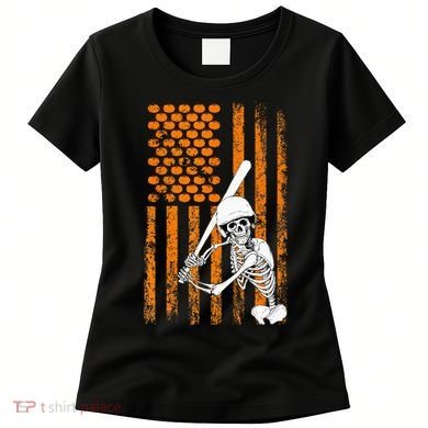 Skeleton Baseball Player Fan Skeleton Halloween Baseball Women's T-Shirt