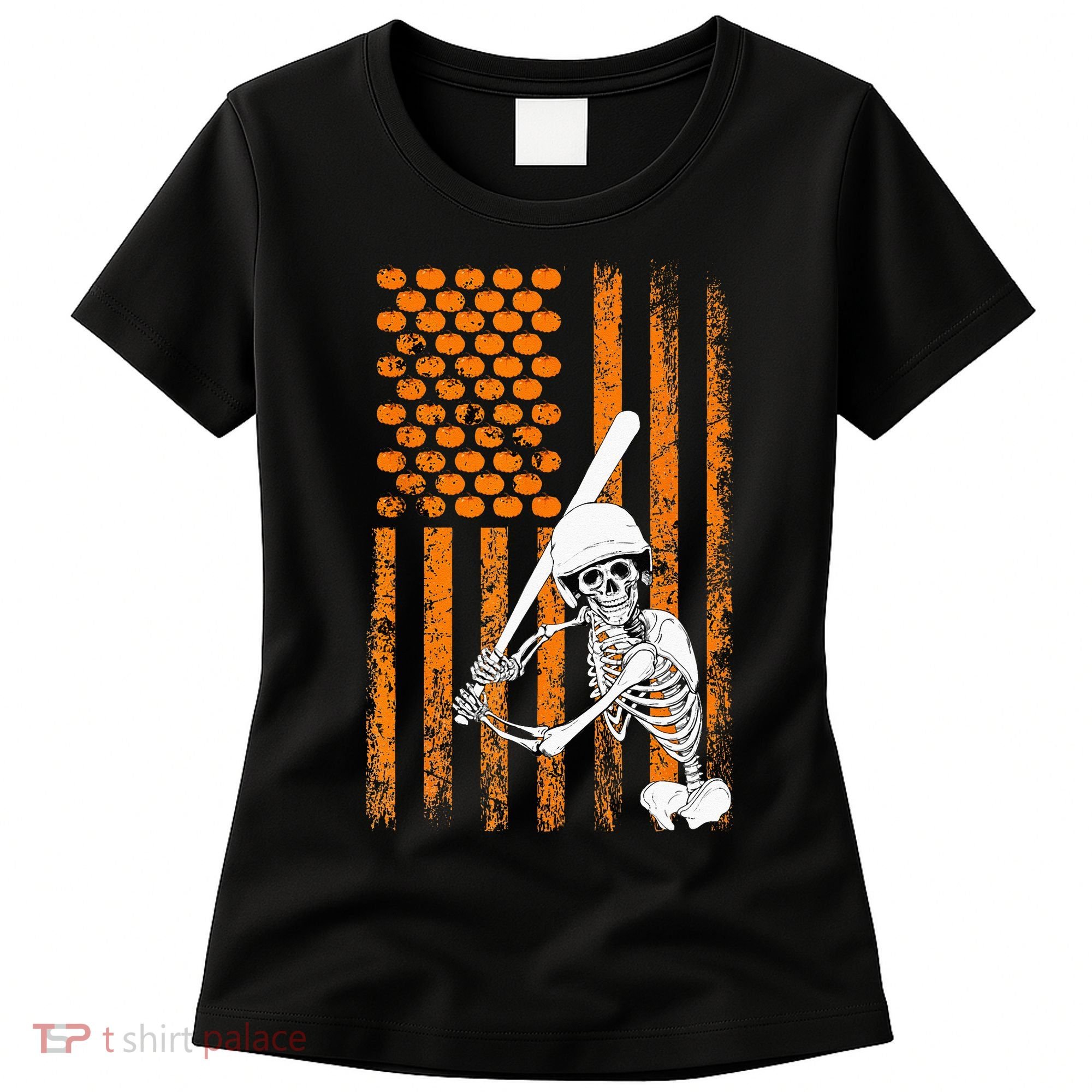 Skeleton Baseball Player Fan Skeleton Halloween Baseball Women's T-Shirt
