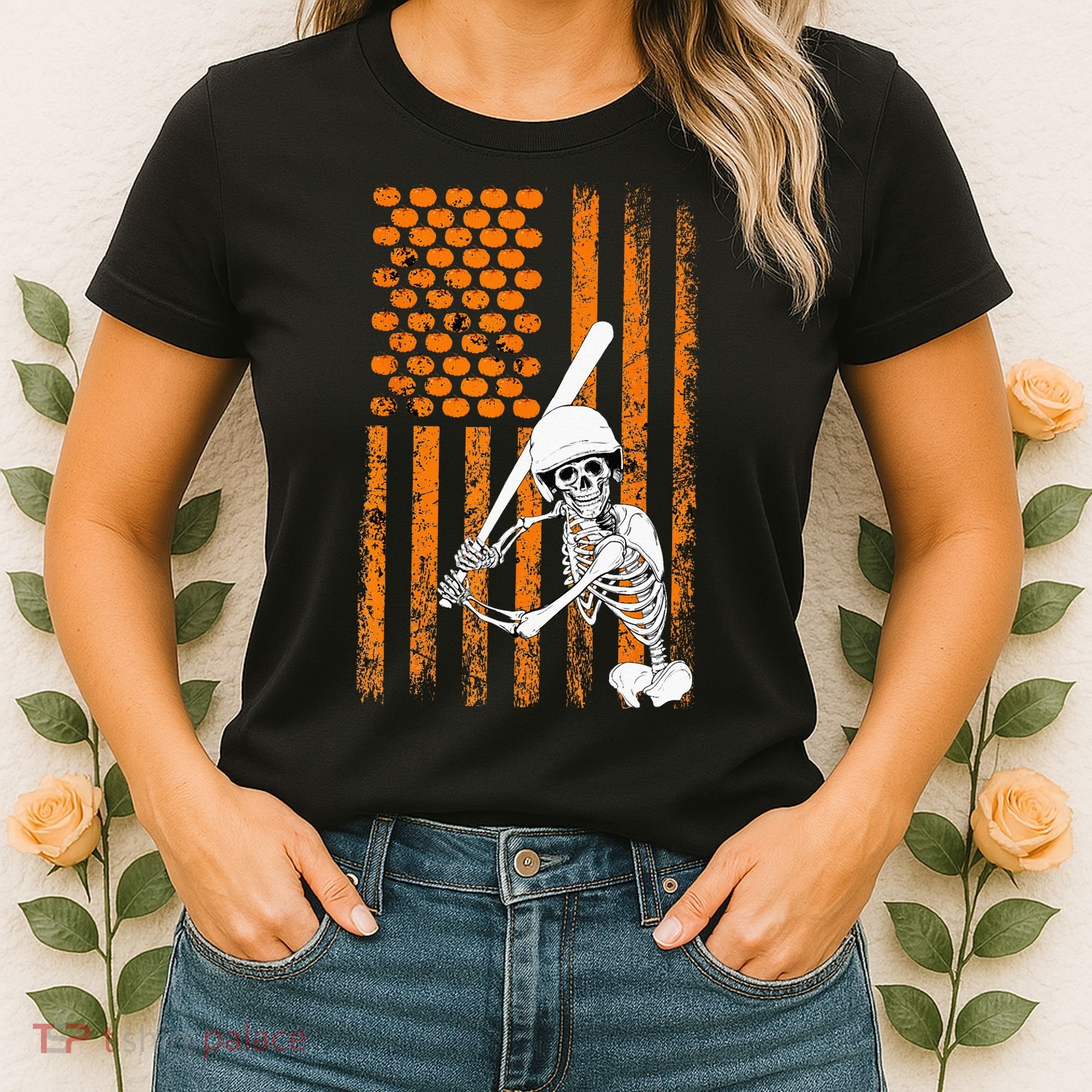 Skeleton Baseball Player Fan Skeleton Halloween Baseball Women's T-Shirt