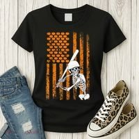 Skeleton Baseball Player Fan Skeleton Halloween Baseball Women's T-Shirt thumb 3