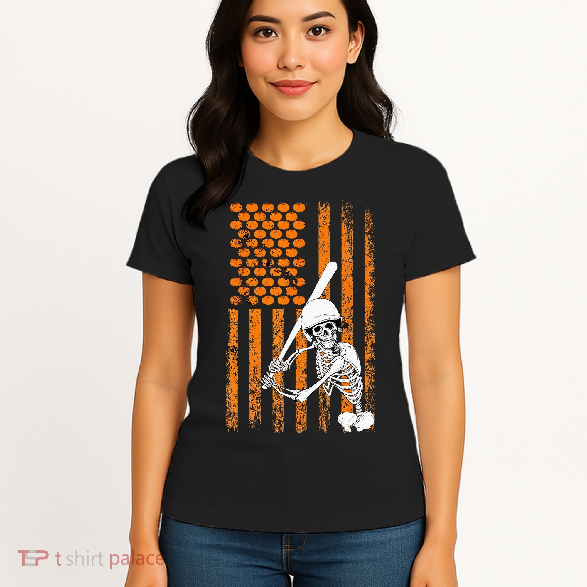 Skeleton Baseball Player Fan Skeleton Halloween Baseball Women's T-Shirt
