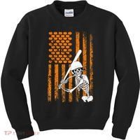 Skeleton Baseball Player Fan Skeleton Halloween Baseball Kids Sweatshirt thumb 0