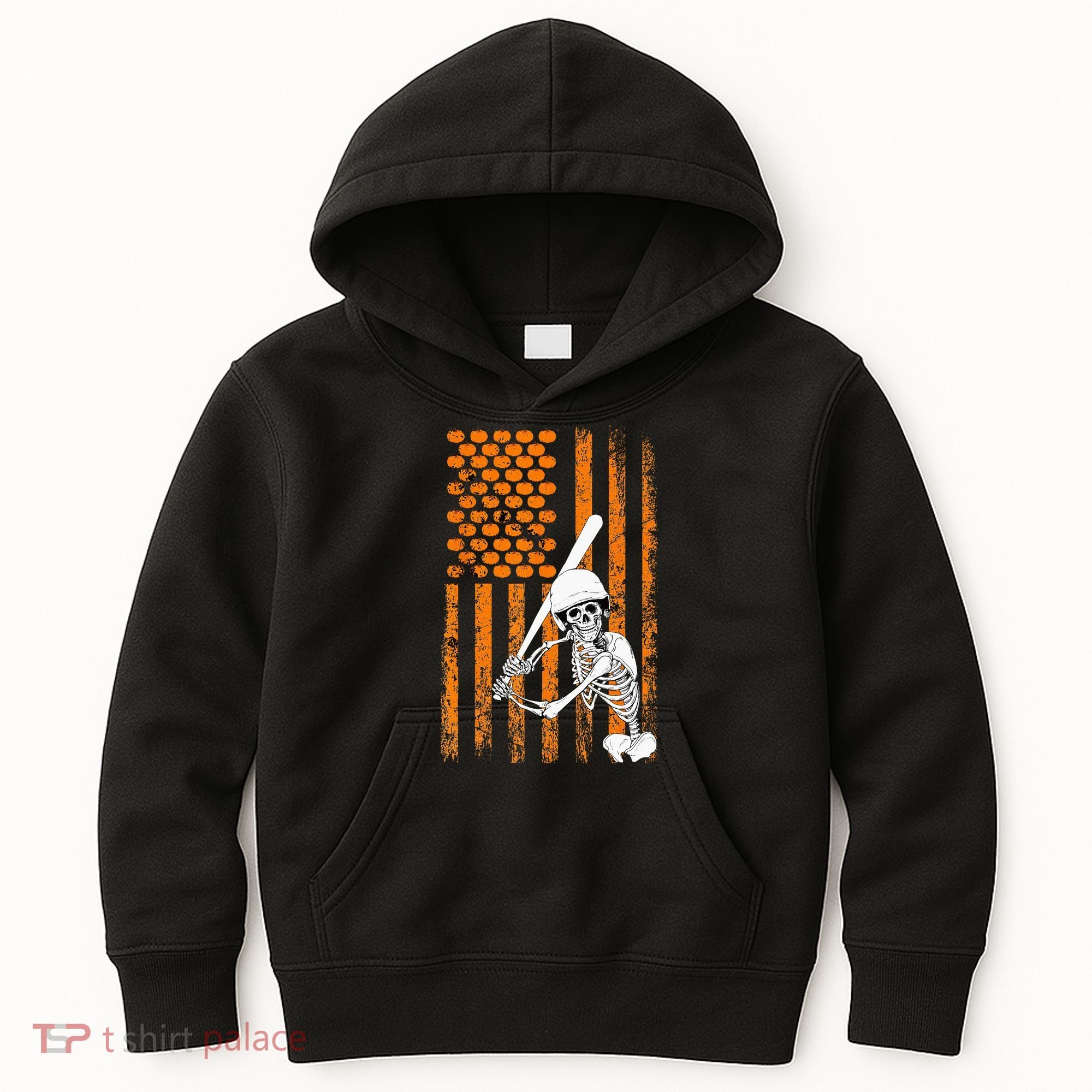Skeleton Baseball Player Fan Skeleton Halloween Baseball Kids Hoodie