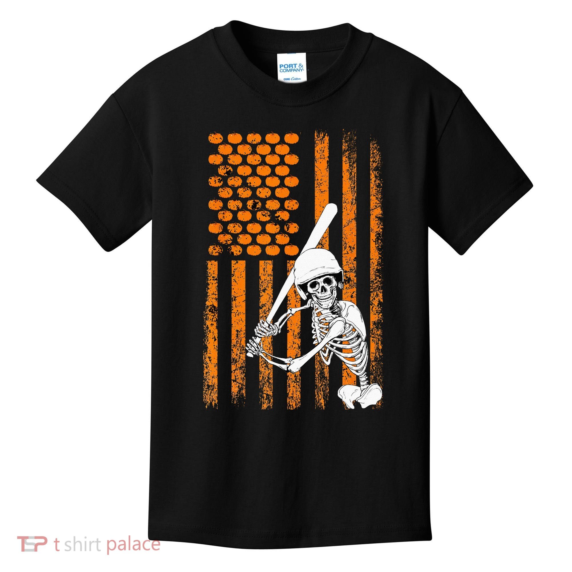 Skeleton Baseball Player Fan Skeleton Halloween Baseball Kids T-Shirt