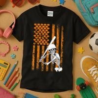 Skeleton Baseball Player Fan Skeleton Halloween Baseball Kids T-Shirt thumb 3