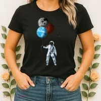 Planet Balloons Astronaut Space Women's T-Shirt thumb 2