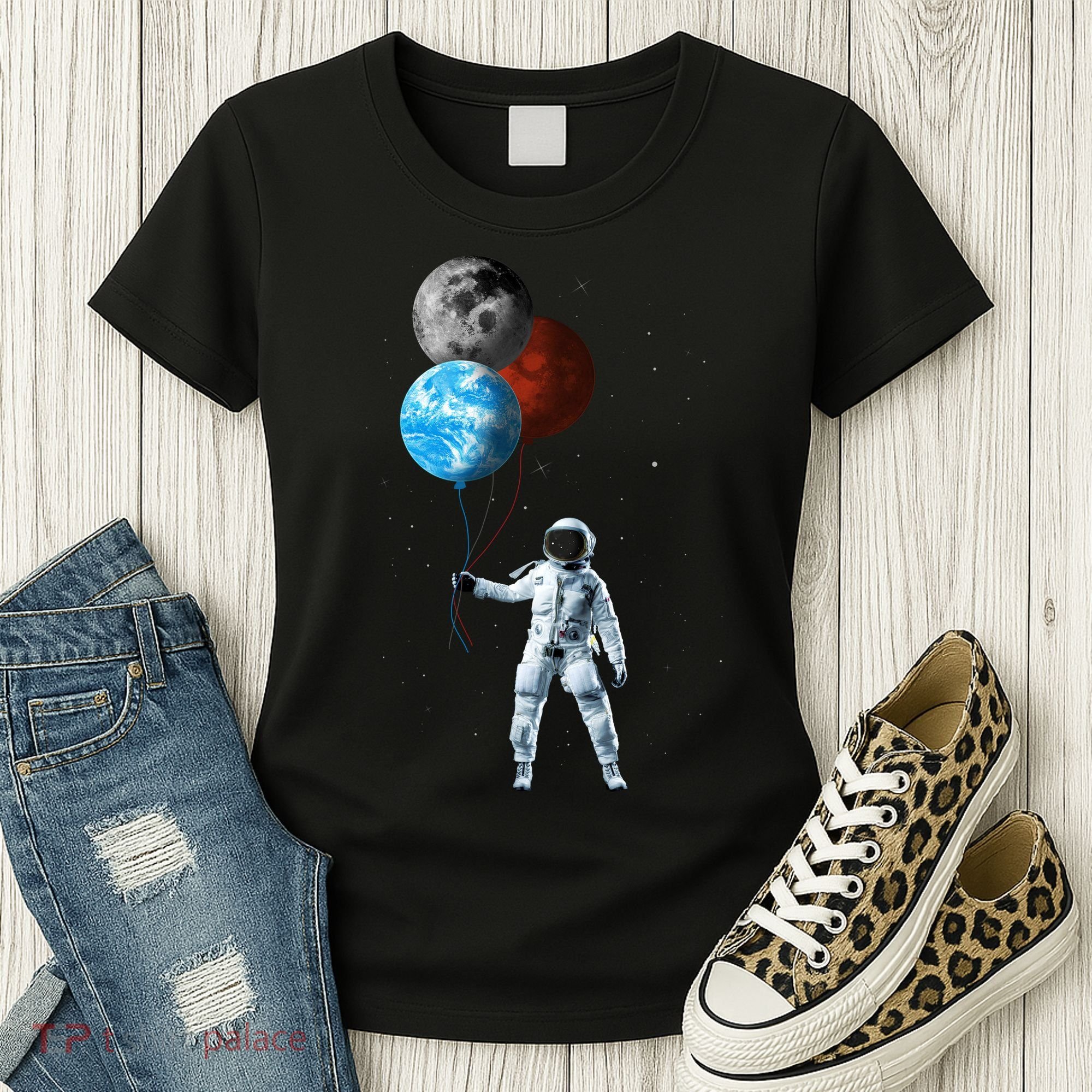 Planet Balloons Astronaut Space Women's T-Shirt