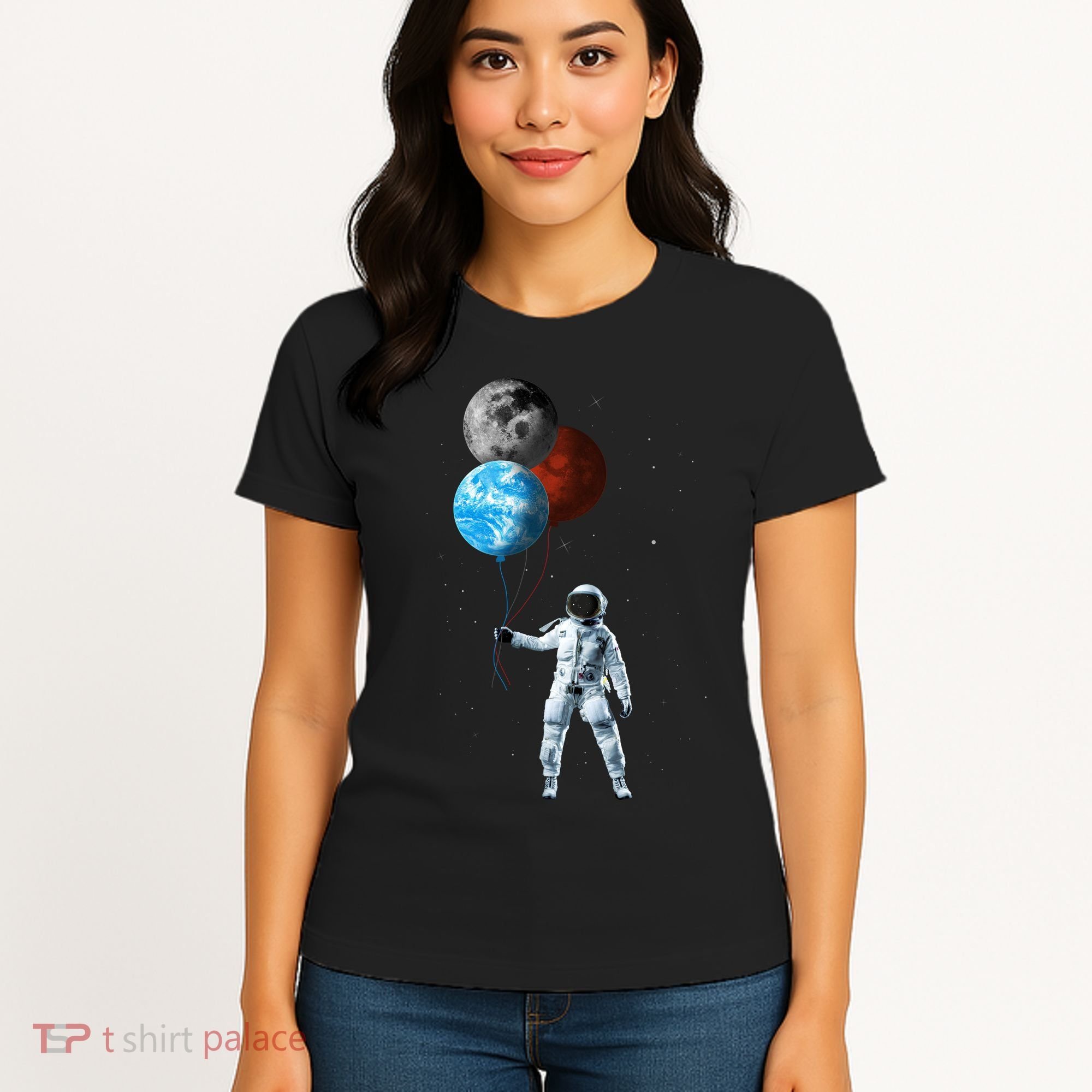 Planet Balloons Astronaut Space Women's T-Shirt