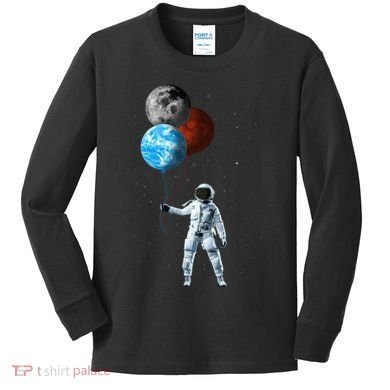 Planet Balloons Astronaut Space Kids Long Sleeve Shirt