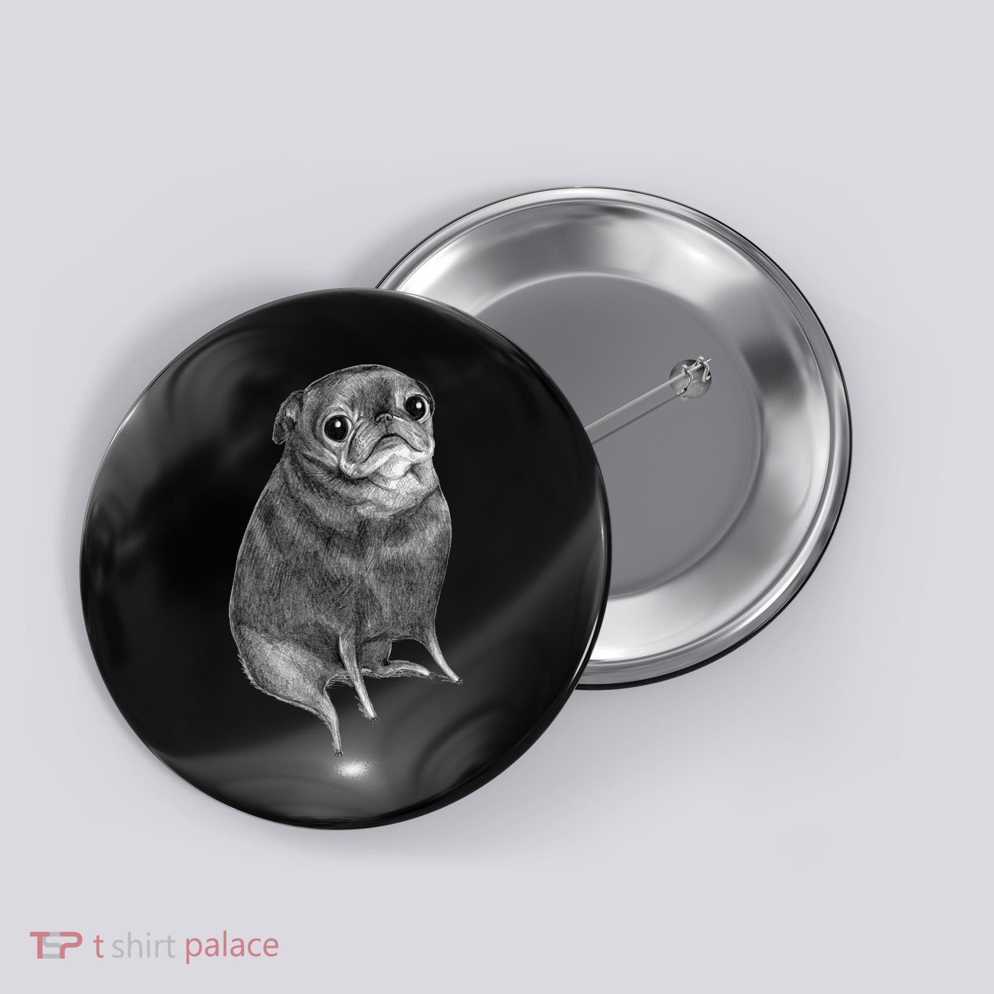 Sweet Black Pug Button