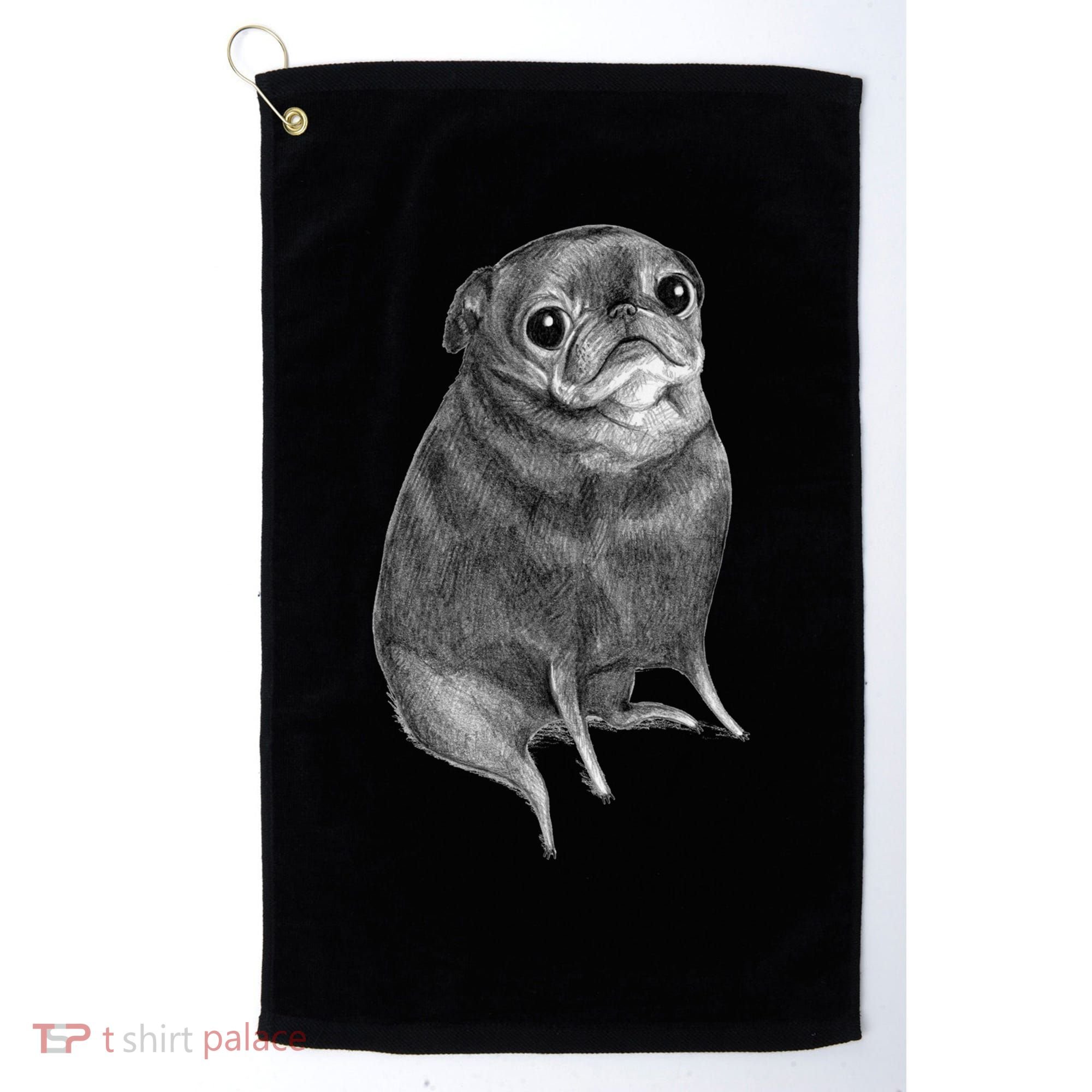 Sweet Black Pug Golf Towel