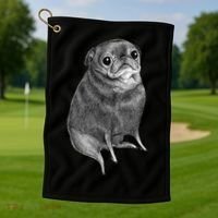 Sweet Black Pug Golf Towel thumb 1