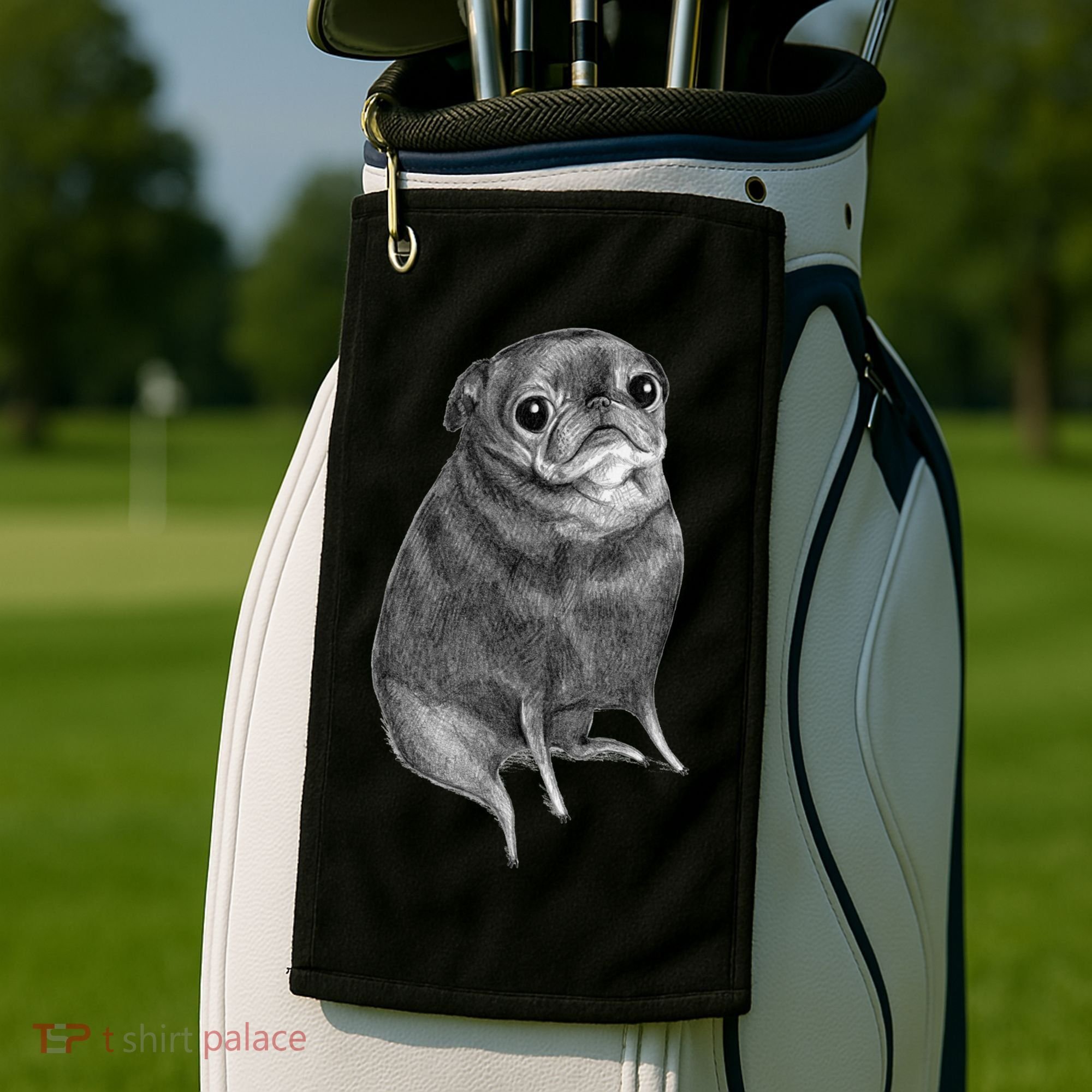 Sweet Black Pug Golf Towel