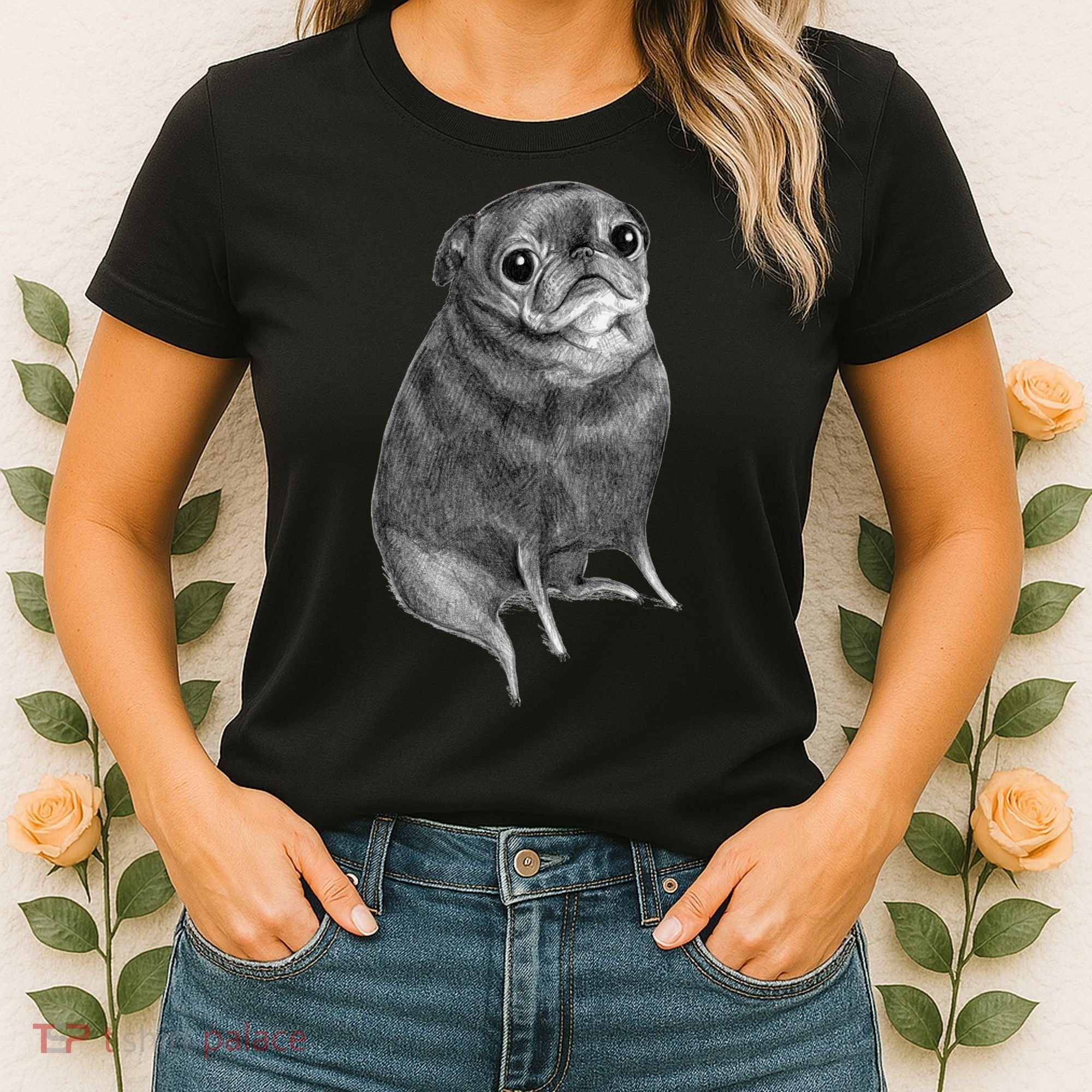 Sweet Black Pug Women's T-Shirt