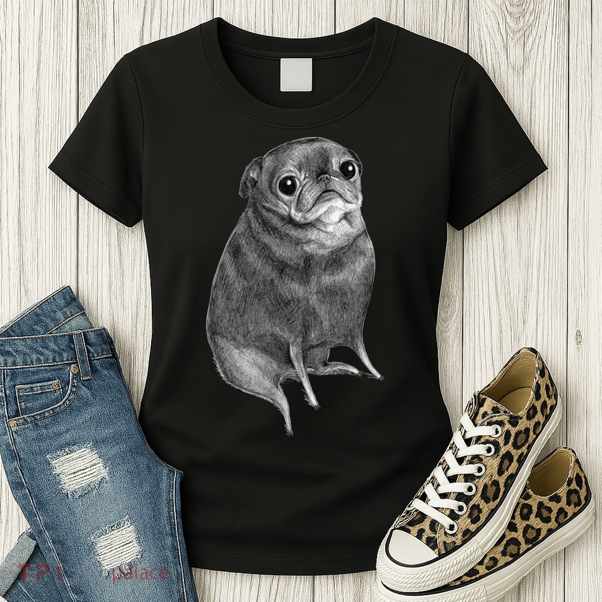 Sweet Black Pug Women's T-Shirt
