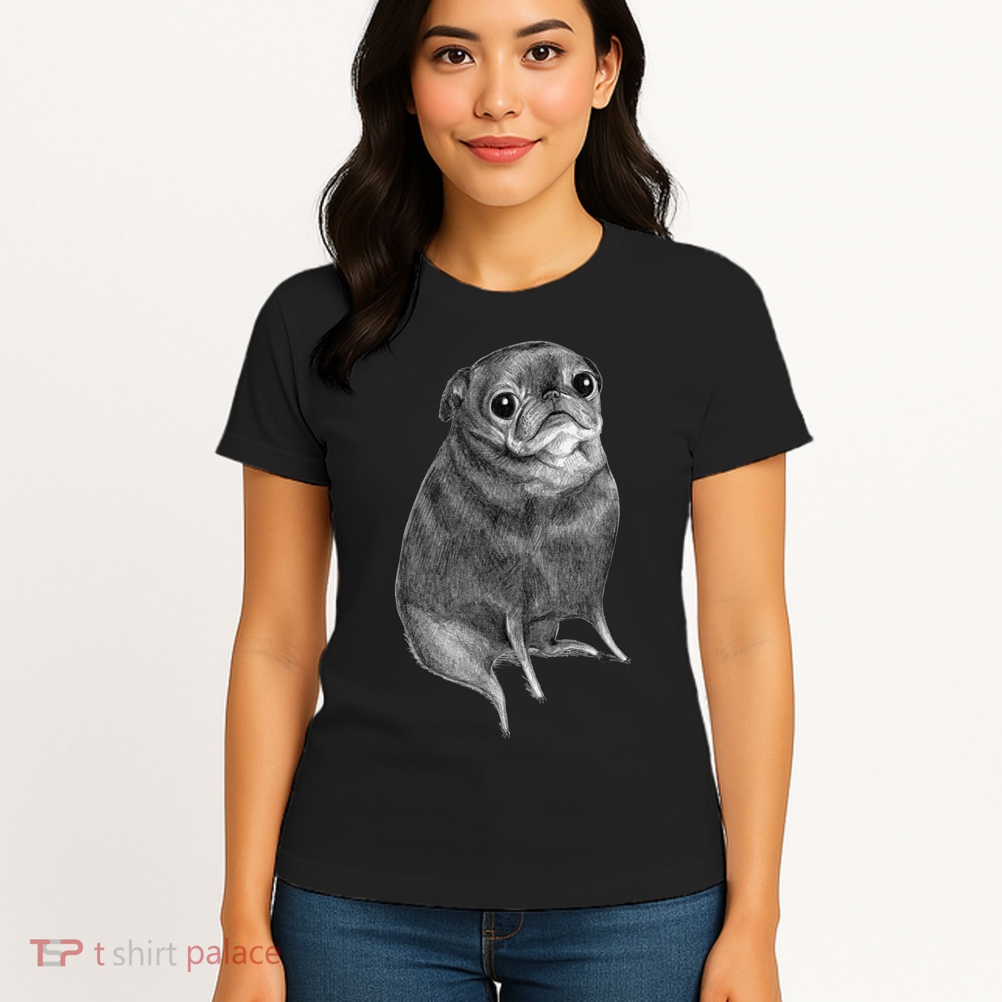 Sweet Black Pug Women's T-Shirt
