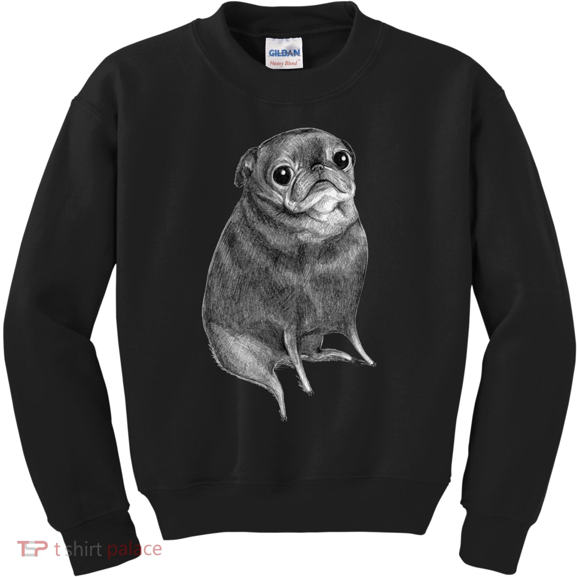 Sweet Black Pug Kids Sweatshirt