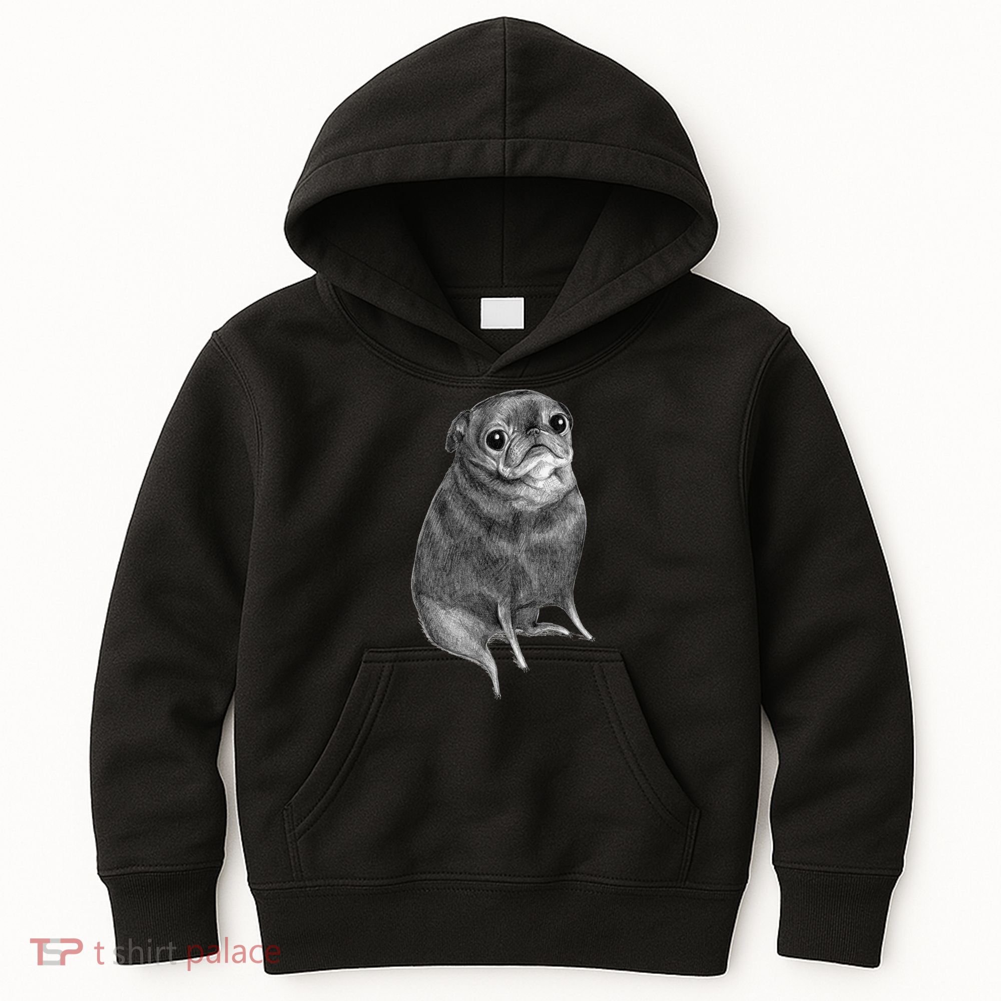 Sweet Black Pug Kids Hoodie