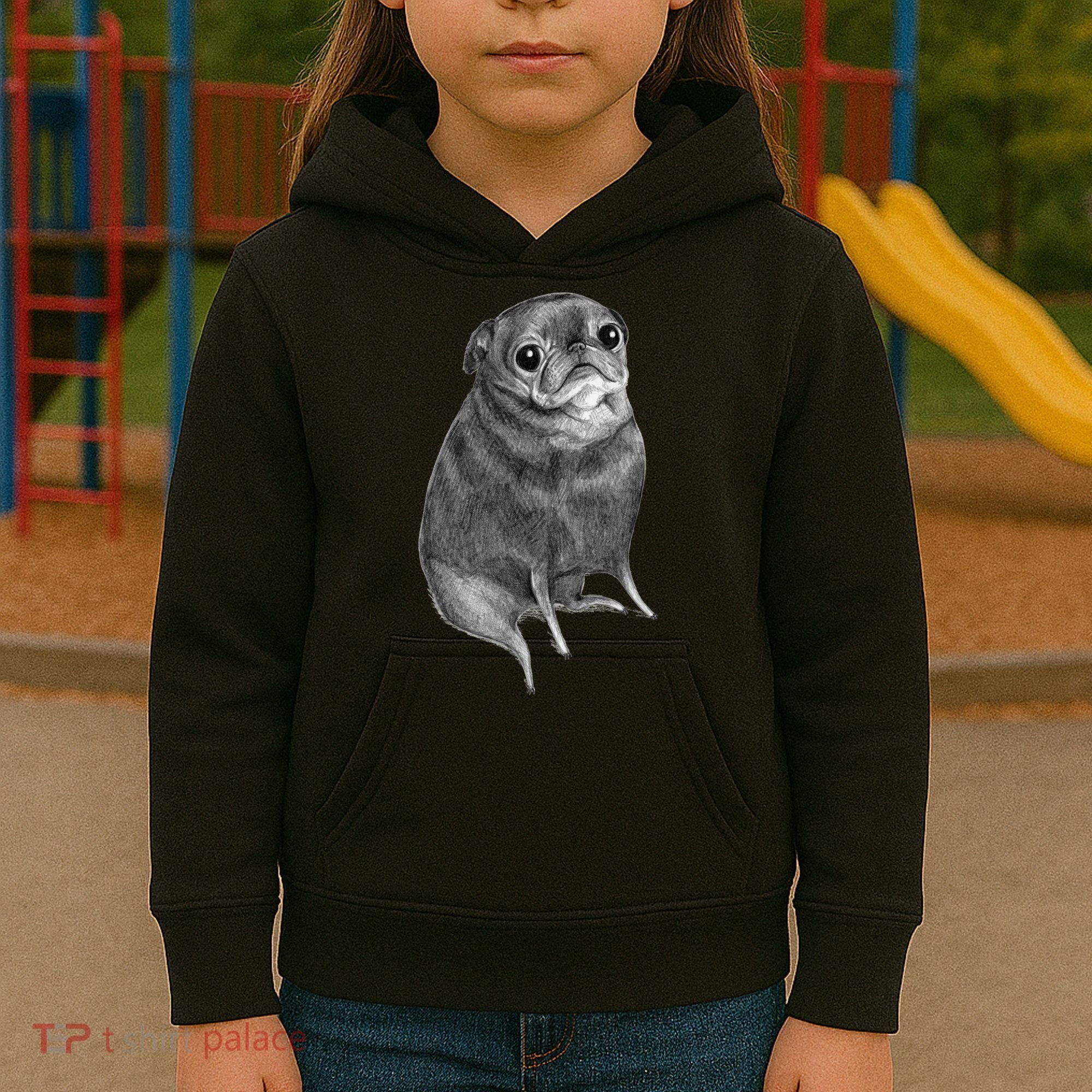 Sweet Black Pug Kids Hoodie