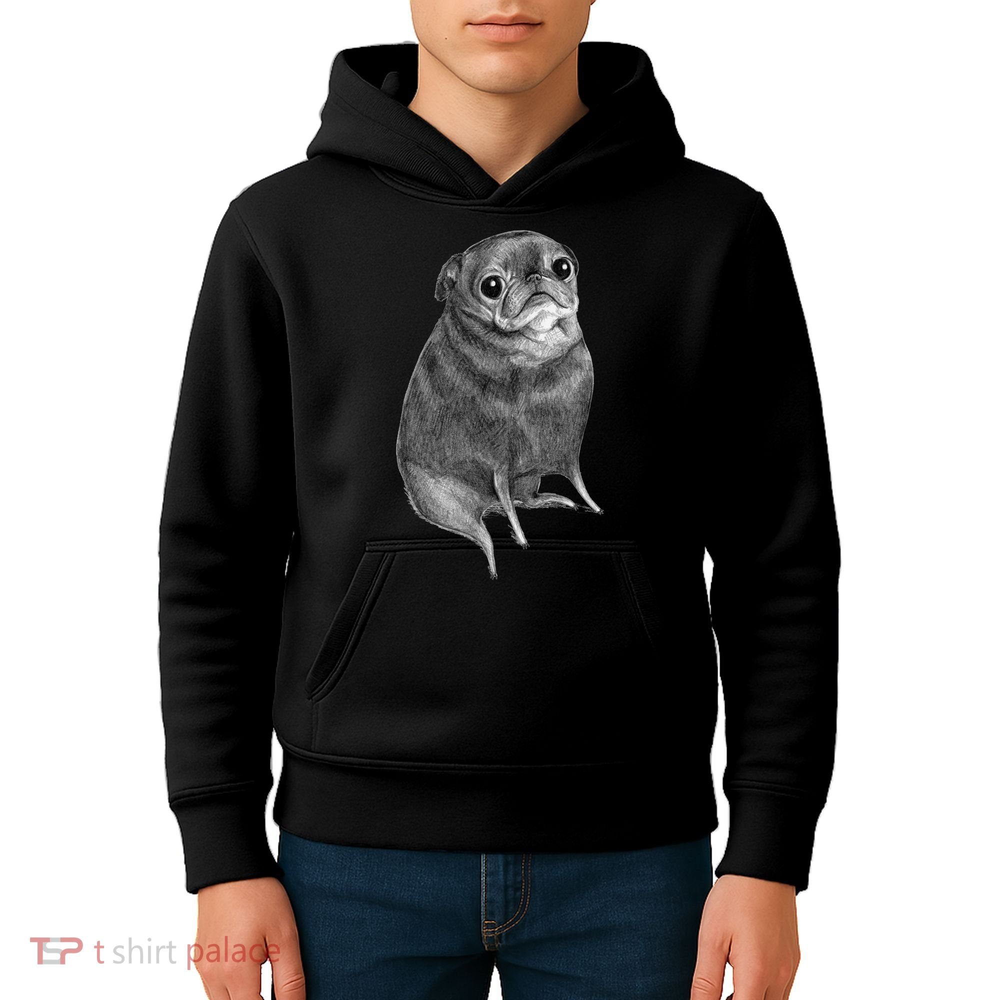 Sweet Black Pug Kids Hoodie