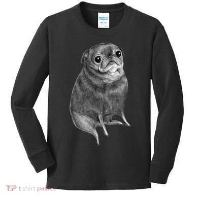 Sweet Black Pug Kids Long Sleeve Shirt