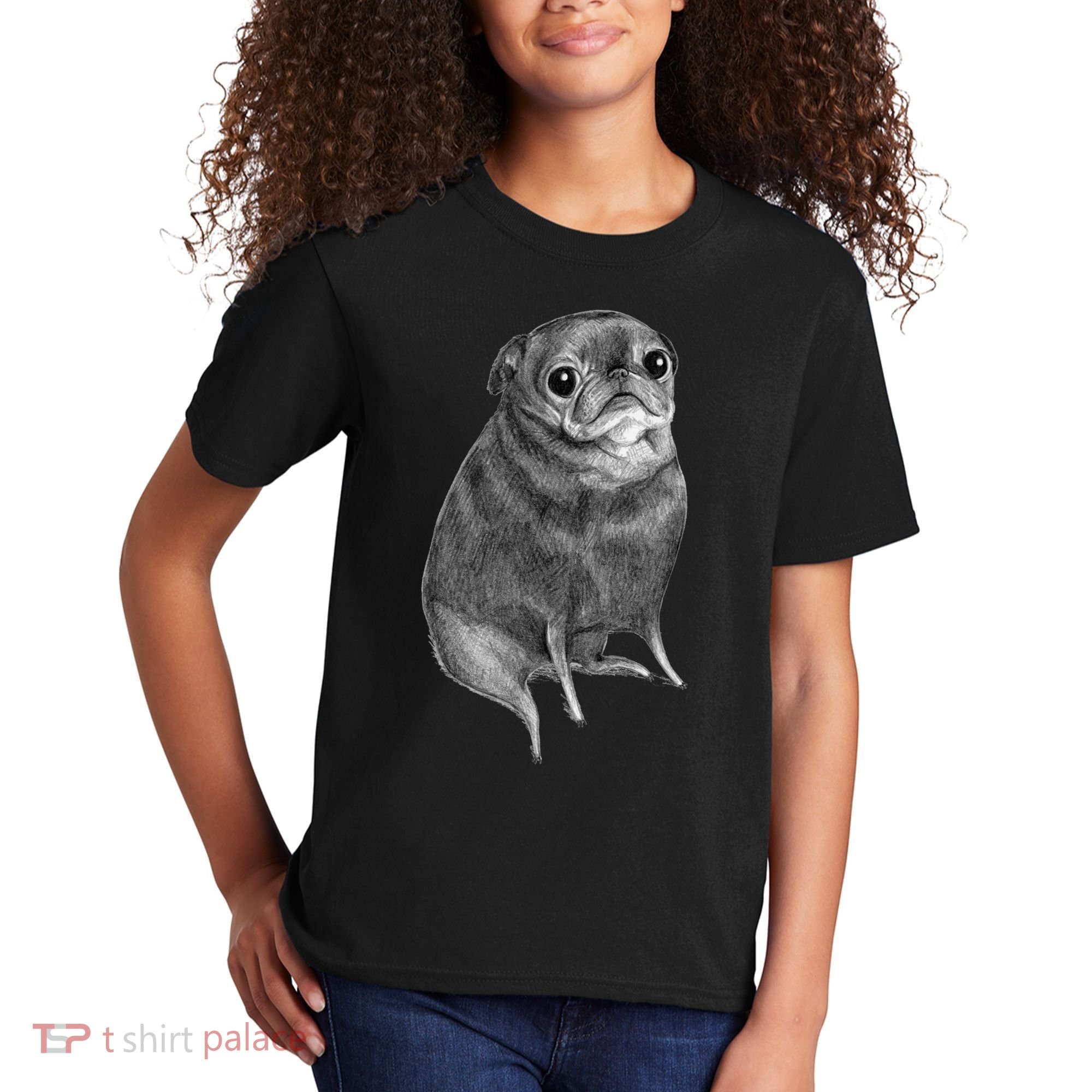 Sweet Black Pug Kids T-Shirt