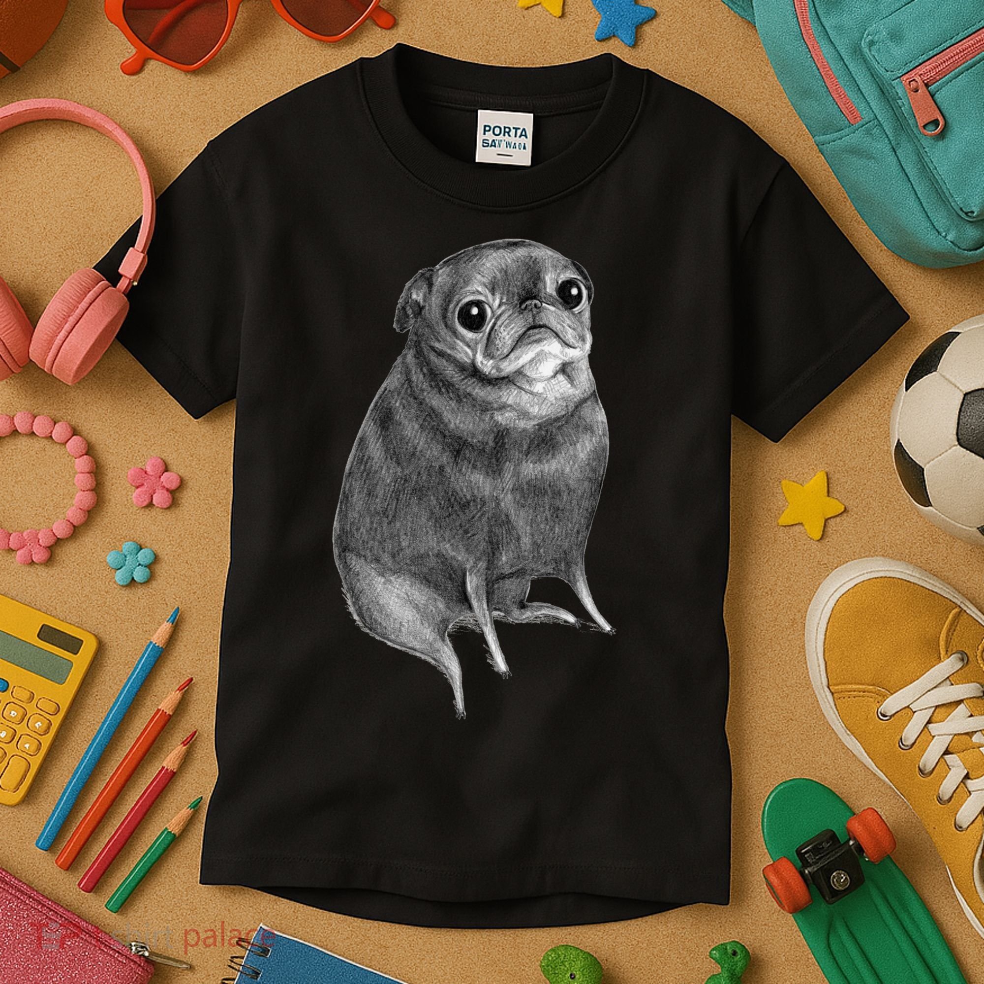 Sweet Black Pug Kids T-Shirt