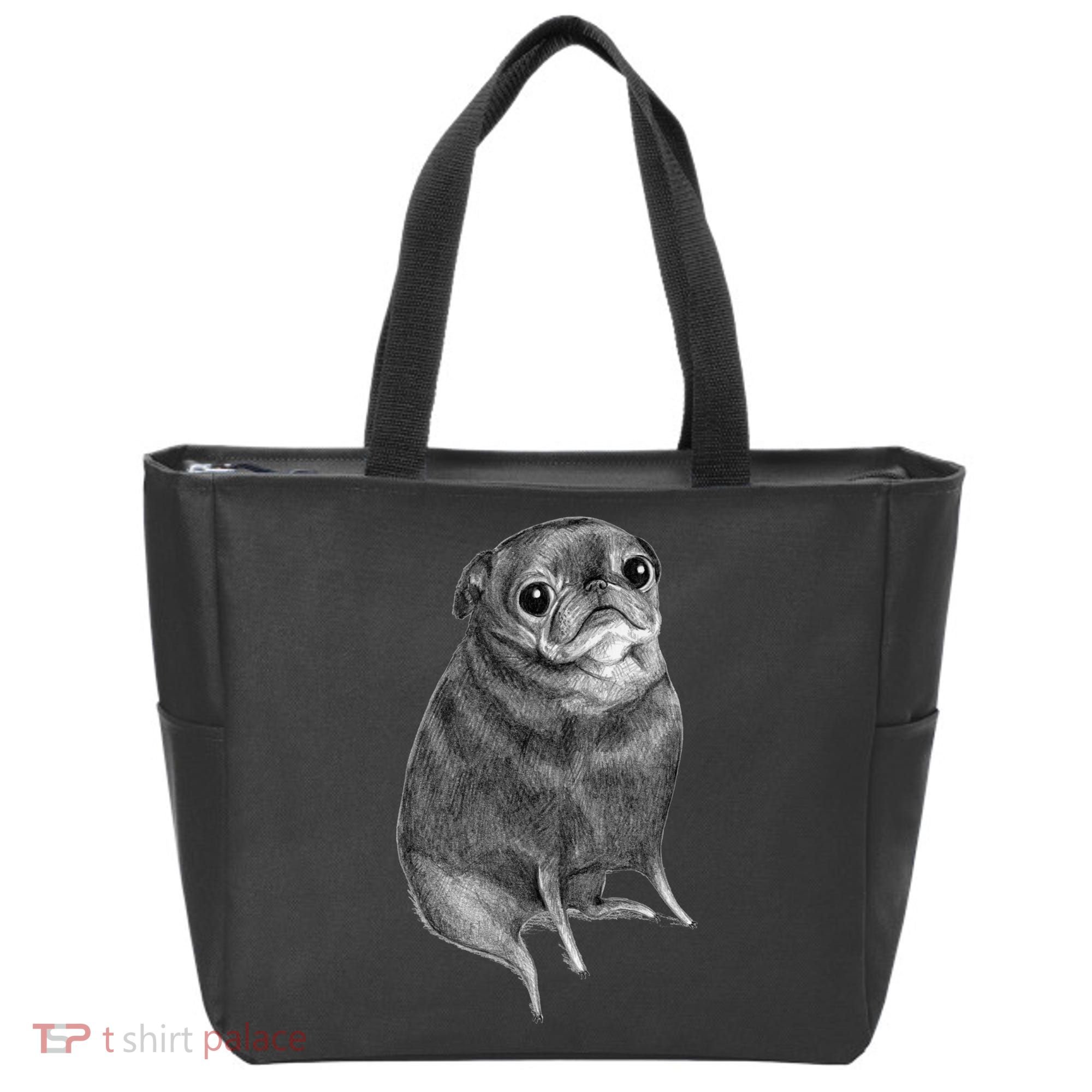 Sweet Black Pug Tote Bag