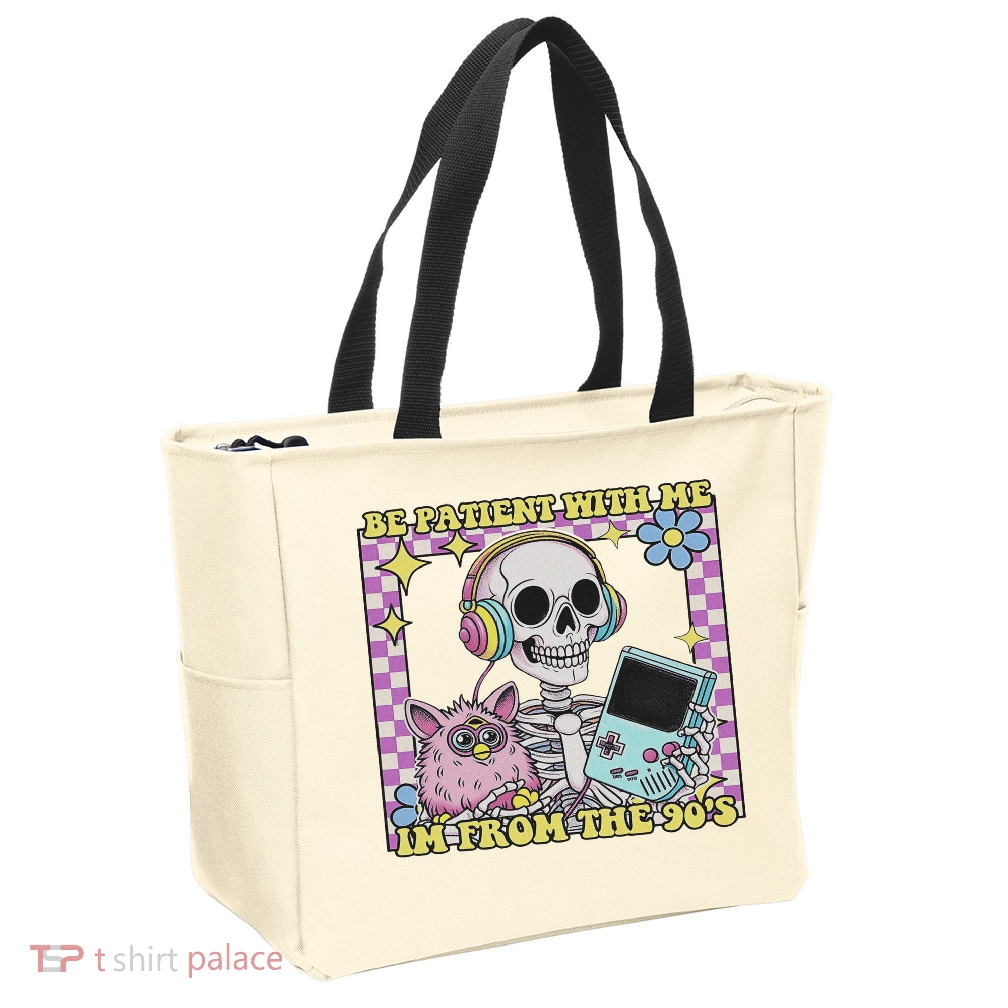 Skeleton Be Patient With Me I'm From The 90s Tote Bag