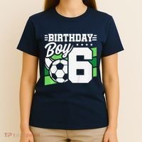 Soccer Birthday Party 6 Year Old Boy 6th Birthday T-Shirt thumb 4