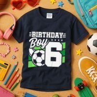 Soccer Birthday Party 6 Year Old Boy 6th Birthday Kids T-Shirt thumb 3