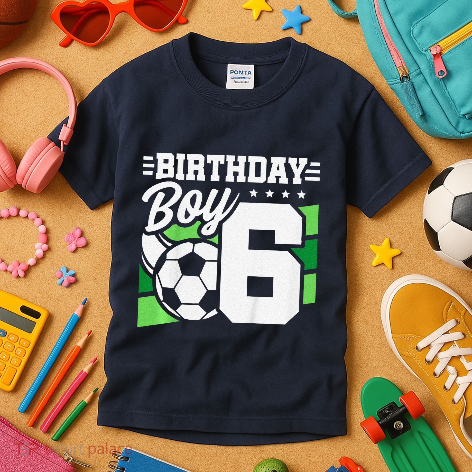 Soccer Birthday Party 6 Year Old Boy 6th Birthday Kids T-Shirt