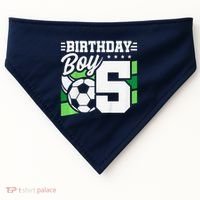 Soccer Birthday Party 5 Year Old Boy 5th Birthday USA-Made Doggie Bandana thumb 0