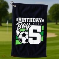 Soccer Birthday Party 5 Year Old Boy 5th Birthday Golf Towel thumb 1