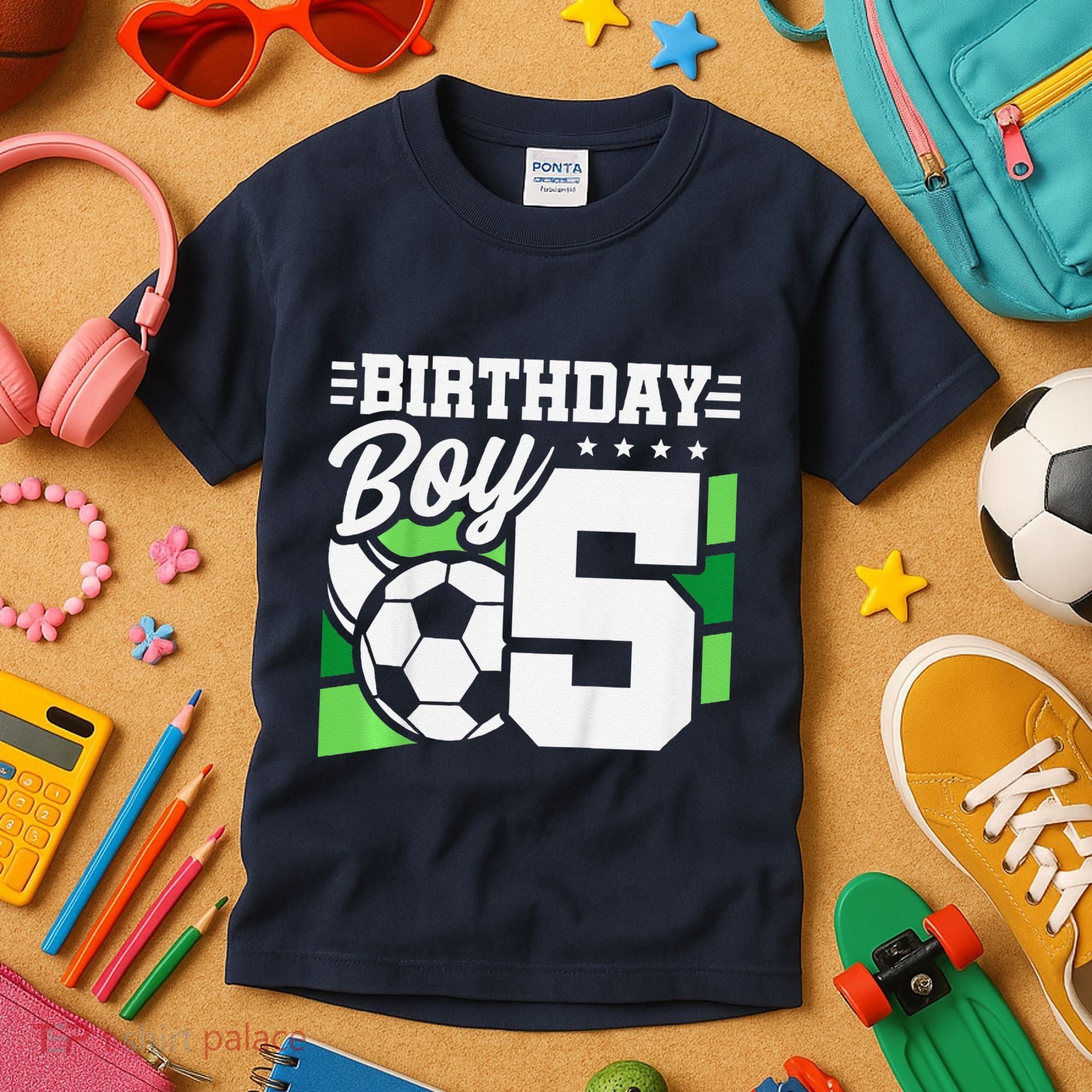 Soccer Birthday Party 5 Year Old Boy 5th Birthday Kids T-Shirt