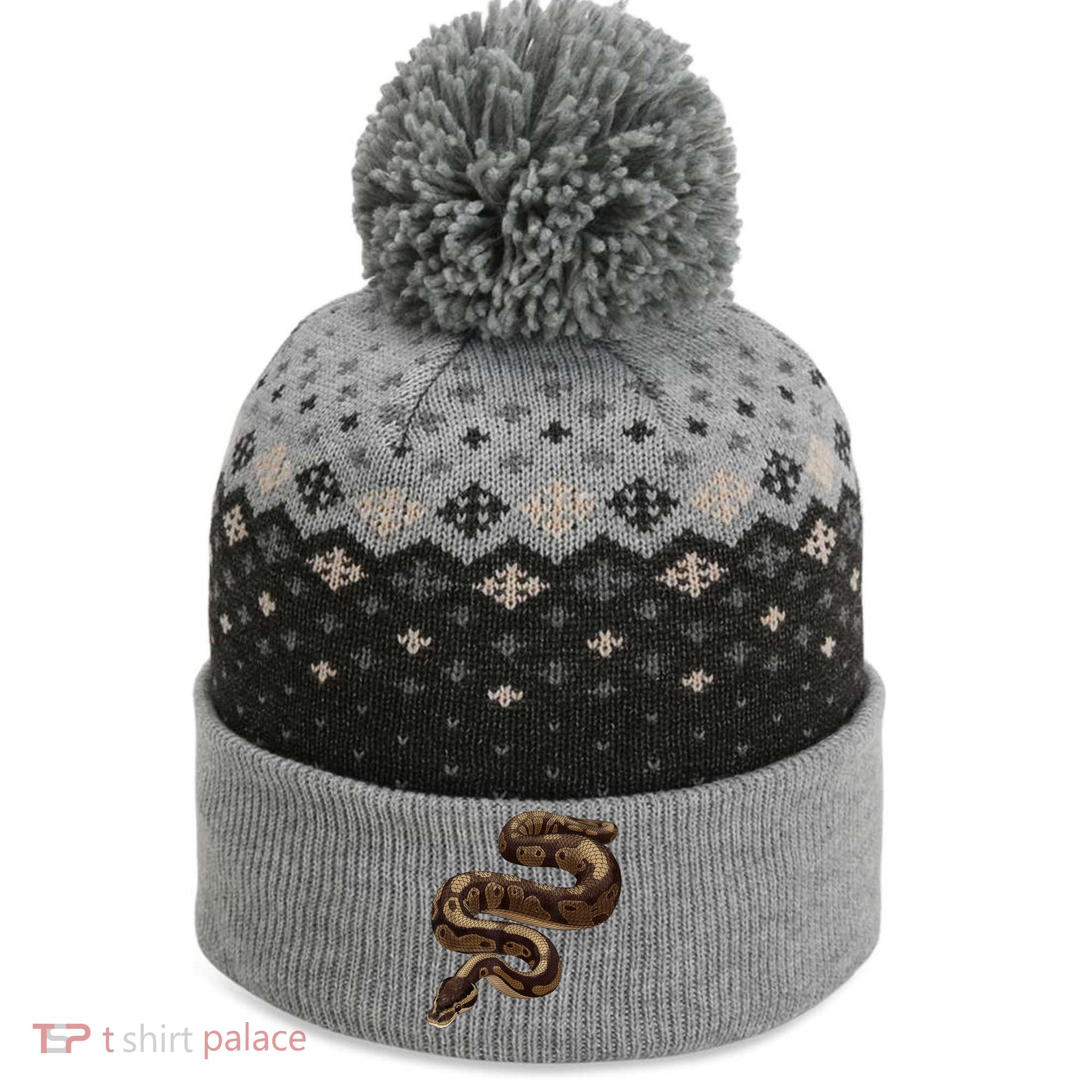 Snake Ball Python The Baniff Cuffed Pom Beanie