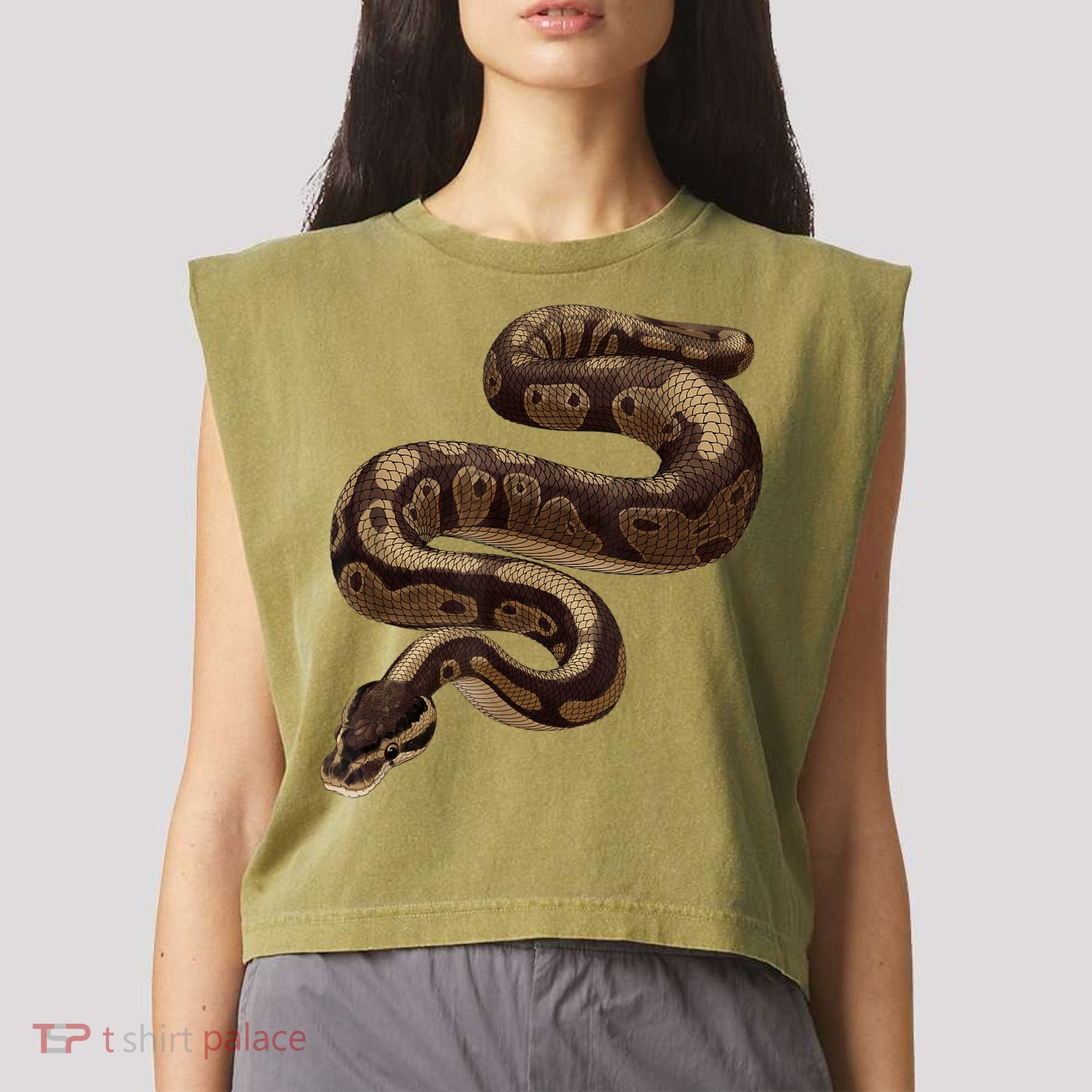 Snake Ball Python Garment-Dyed Women's Muscle Tee
