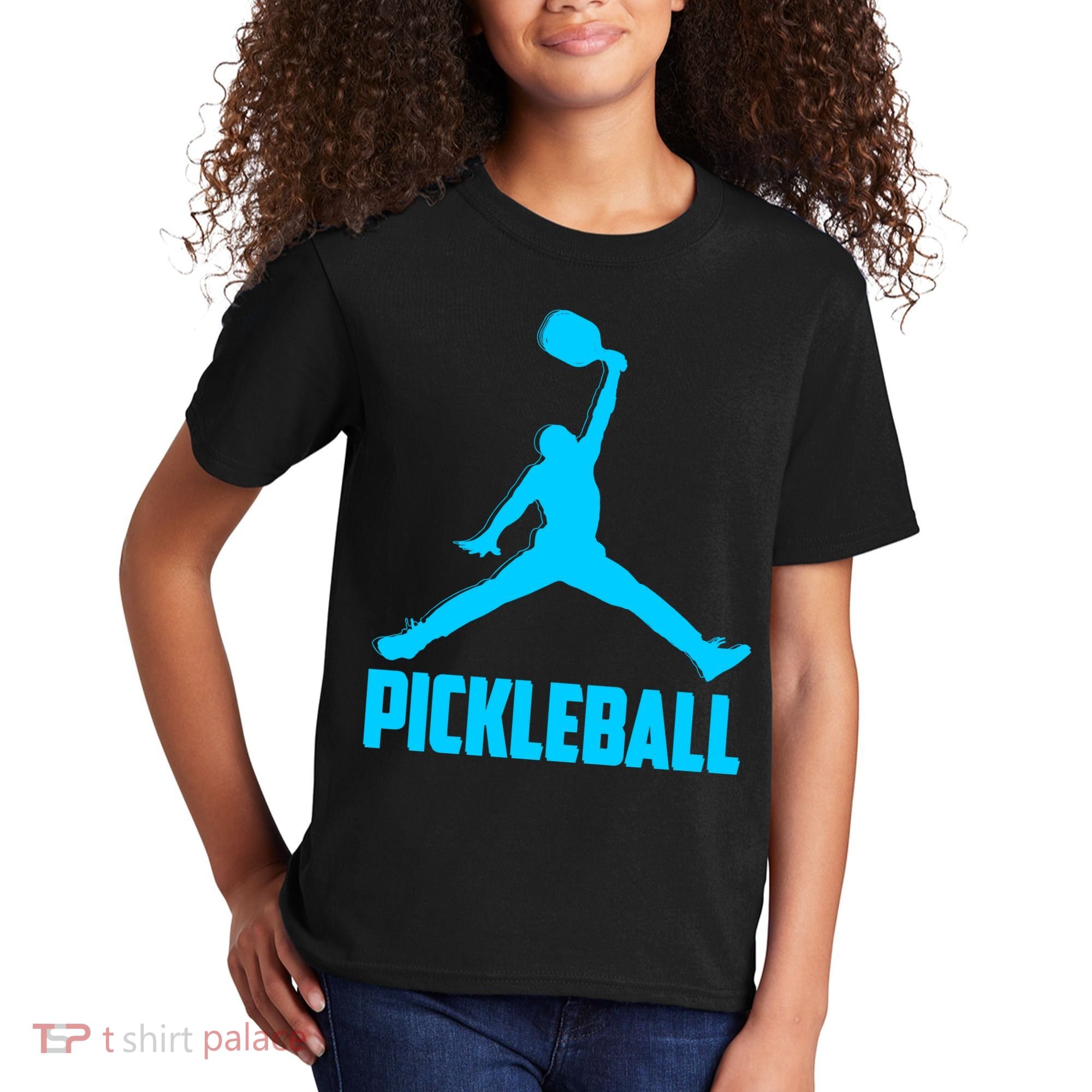 Sky Blue Pickleball Sports Logo Kids T-Shirt