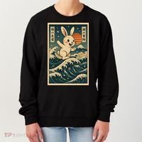 Surfing Bunny Retro Japanese Sakura Wave Adventure Women's Sweatshirt thumb 0