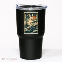 Surfing Bunny Retro Japanese Sakura Wave Adventure Tumbler thumb 0