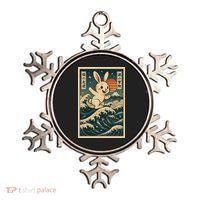 Surfing Bunny Retro Japanese Sakura Wave Adventure Ornament thumb 0