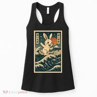 Surfing Bunny Retro Japanese Sakura Wave Adventure Women's Tank Top thumb 0