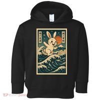 Surfing Bunny Retro Japanese Sakura Wave Adventure Toddler Hoodie thumb 0