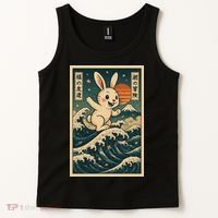 Surfing Bunny Retro Japanese Sakura Wave Adventure Tank Top thumb 2