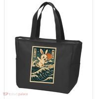Surfing Bunny Retro Japanese Sakura Wave Adventure Tote Bag thumb 3